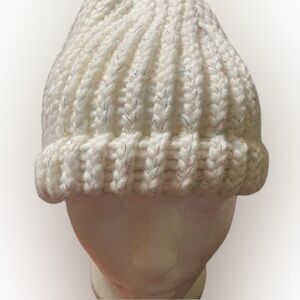 Handmade cozy knit beanie hat with shimmer